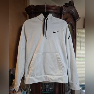 Nike Men's White Hoodie with Black Accents